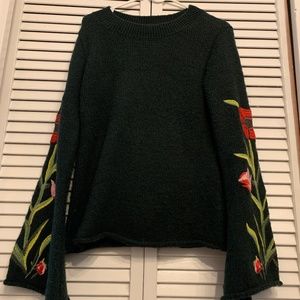 Embroidered Emerald Sweater